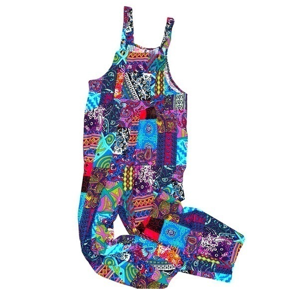 Boutique Pants - Hippie Boho Kantha Patchwork Multi Color Jumpsuit, Overalls, Bohemian Romper